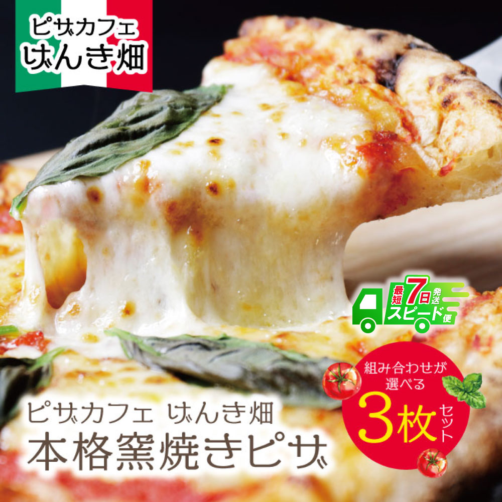 【ふるさと納税】 げんき畑 ピザ 3枚セット＜(赤・白)＆お好みのピザ＞3枚セット 最短発送 ピッツァ 専門店 パーティー 冷凍 送料無料 手作り こだわり 人気 食べ比べ 常備 定番 母の日 父の日 ギフト U24