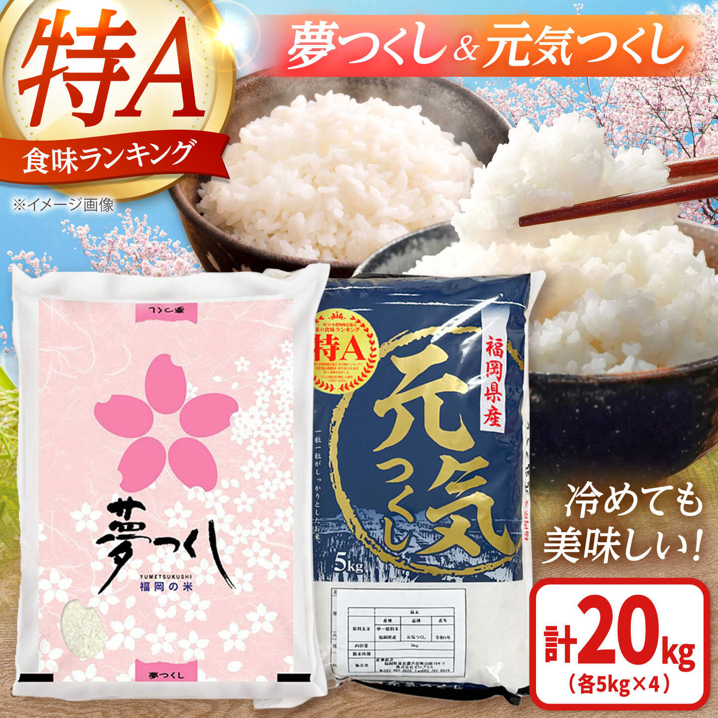 【ふるさと納税】【先行予約】【令和7年産】福岡県産米 食べ比べ 【白米】夢つくしと元気つくしセット 計20kg 吉富町/株式会社ゼロプラス[BGAA098] 米 こめ コメ お米 ご飯 ごはん ライス 美味しい おすすめ 人気 5キロ 20キロ 小分け 国産 福岡県 送料無料 ふるさと納税