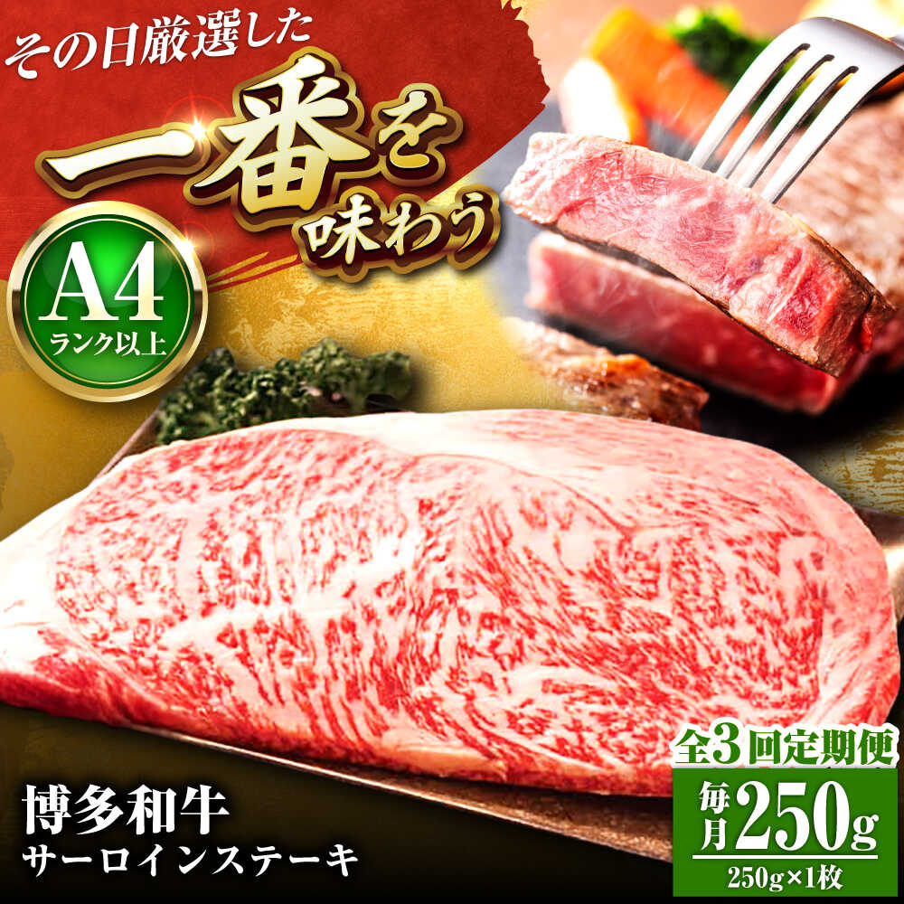 【ふるさと納税】【全3回定期便】【A4～A5】博多和牛 サーロインステーキ 250g(250g×1枚) 吉富町/株式会社MEAT PLUS[BGAB115]