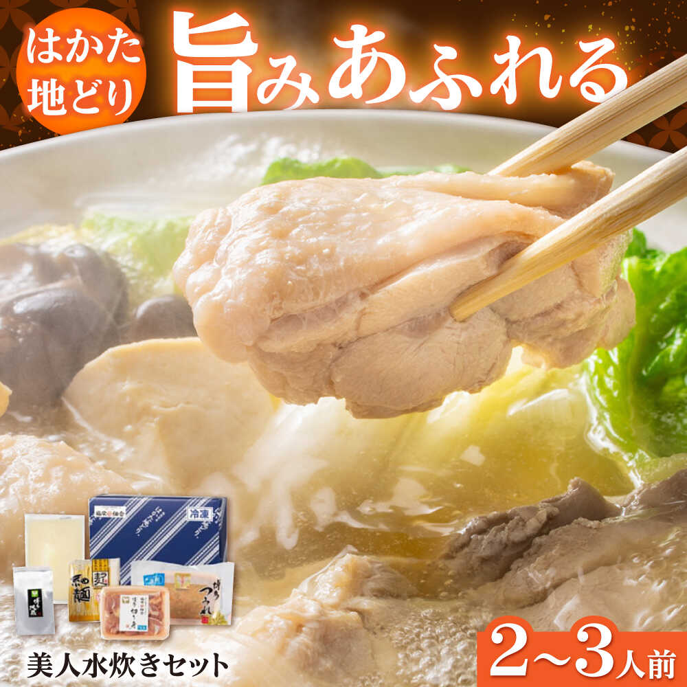 【ふるさと納税】【福岡限定】 はかた地どり 美人水炊き 5種セット 2～3人前 吉富町/株式会社MEAT PLUS[BGAB007] 水炊き 鶏肉 地鶏 鍋 なべ 水たき 地どり スープ 鍋セット 人気 おすすめ 美味しい 福岡 博多