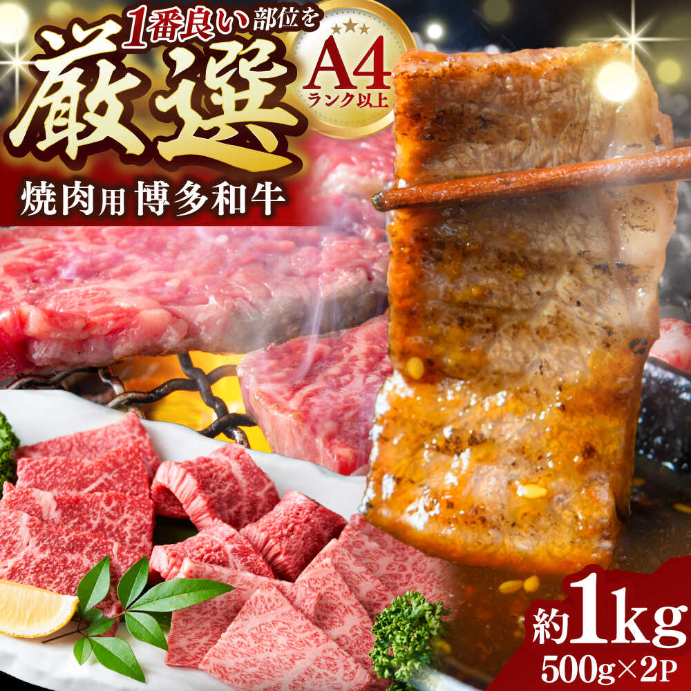 【ふるさと納税】【A4～A5】 博多和牛 焼肉用 1kg ( 500g × 2P ) 吉富町/株式会社MEAT PLUS[BGAB033] 肉 牛肉 赤身 焼肉 焼き肉 焼肉セット やきにく バラ肉 肩ロース BBQ バーベキュー 冷凍 国産 人気 おすすめ お取り寄せ 16,060円