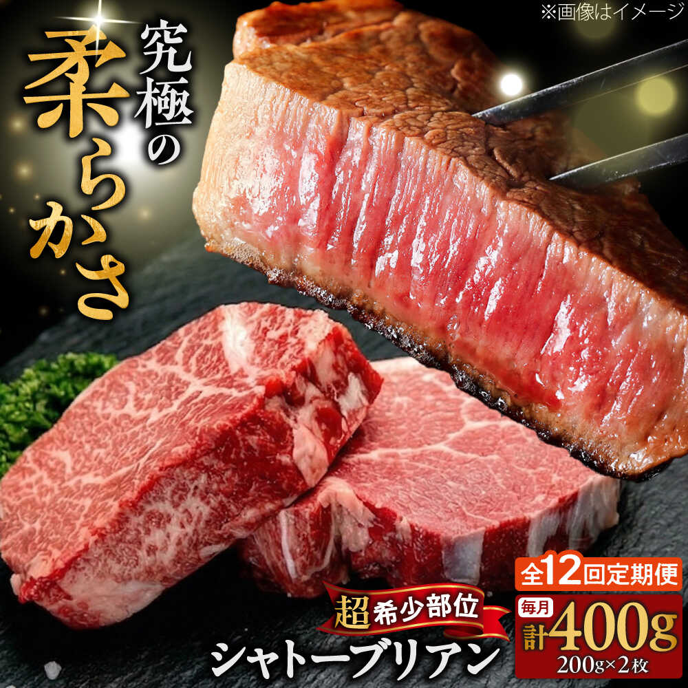 【ふるさと納税】【全12回定期便】博多和牛 牛肉 ヒレ シャトーブリアン 400g（200g&times;2）吉富町/肉のくまもと屋[BGBY082] 牛肉 和牛 国産 ブランド牛 ヒレ ヒレステーキ フィレ ステーキ ステーキ肉 焼肉 焼き肉 BBQ 高級肉 お祝い 冷凍 人気 おすすめ｜福岡県吉富町