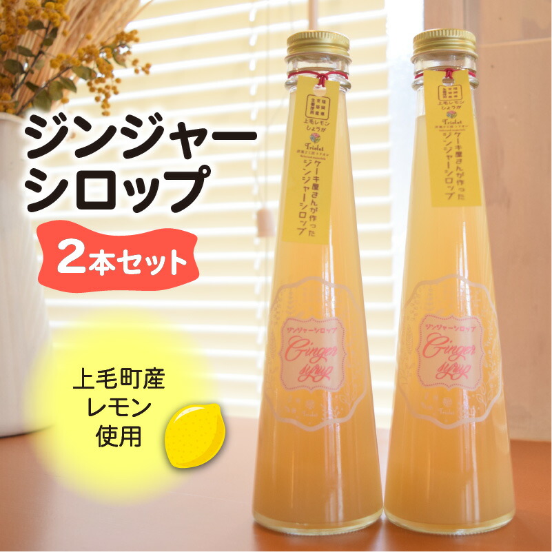 【ふるさと納税】ジンジャーシロップ 2本 セット 上毛町産 レモン お湯割り 炭酸割り ビール割り 豆乳割り ジン割り ノンワックスレモン 生姜 ドリンク 調味料 箱入り 贈り物 福岡県 上毛町 お取り寄せ 送料無料｜福岡県上毛町