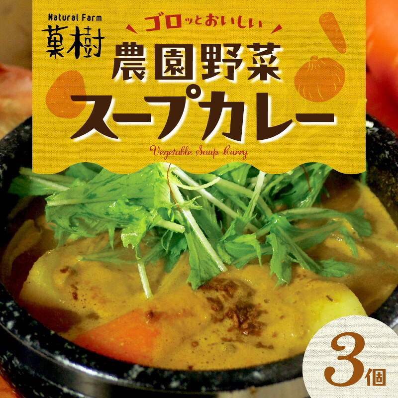 【ふるさと納税】【ナチュラルファーム菓樹】農園野菜スープカレー 3個セット|福岡県上毛町
