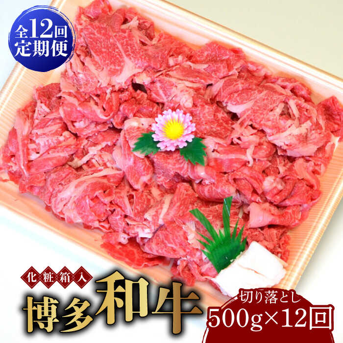 【ふるさと納税】【全12回定期便】【化粧箱入】博多和牛A5～A4 切り落とし 500g《築上町》【株式会社マル五】 [ABCJ113] 208000 208000円｜福岡県築上町 104,000円