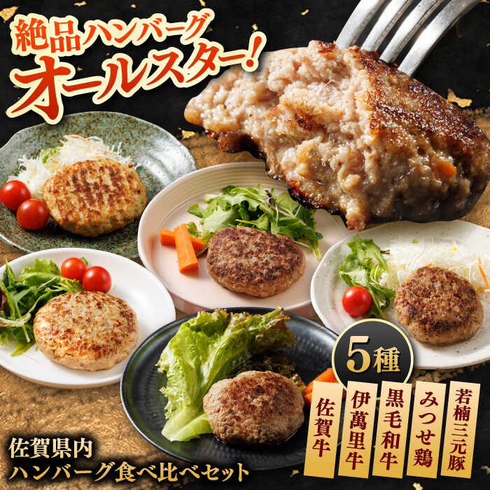 【ふるさと納税】【佐賀県事業者またぎ】佐賀県内ハンバーグ食べ比べ / ハンバーグ 佐賀牛 みつせ鶏 / 佐賀県 / 東京竹八株式会社[41AADH025]