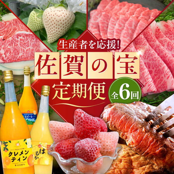 【ふるさと納税】【全6回定期便】佐賀県の生産者を応援！いちご・みかんジュース・佐賀牛 佐賀の宝 定期便 / ストレートジュース 白い宝石 ステーキ すき焼き 焼肉 / 佐賀県ふるさと納税[41AAZZ012]