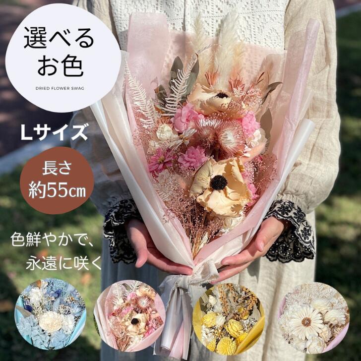 【ふるさと納税】選べるお色ドライフラワーカラーブーケ L大いさ：B570-004