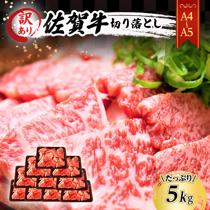 【ふるさと納税】訳あり! 佐賀牛 【A4~A5】佐賀牛切り落とし 5kg(500gx10p) 肉 お肉 牛肉 和牛 牛 ※配送不可:離島