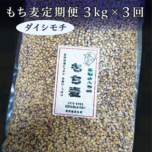 【ふるさと納税】 もち麦 ダイシモチ 国産 定期便 3kg × 3回 | もち麦 ダイシモチ 国産 定期便 永石さんちのもち麦 3kg × 3回 ｄ－４３