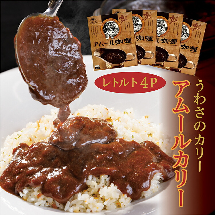 【ふるさと納税】うわさのカリー　アムールカリー（カレー）　レトルト４パック（a-86）