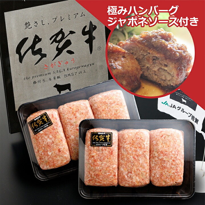 【ふるさと納税】佐賀牛を贅沢に使用 老舗の極みハンバーグ 150g×6個 自家製ジャポネソースセット 溢れ出る肉汁が人気 佐賀県産 国産 佐賀牛 黒毛和牛 和牛 肉 お肉 牛肉 極肉かわの ハンバーグ  10000 10000円 b-138