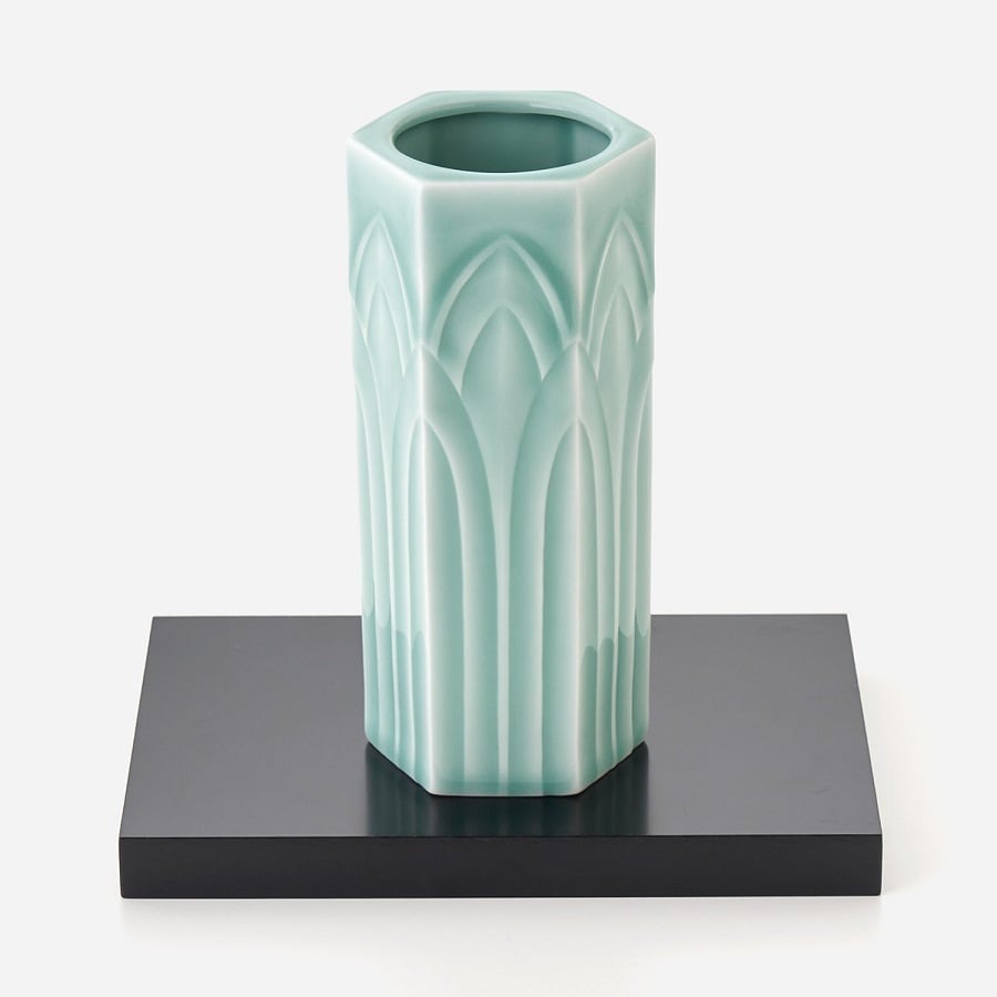 青磁象嵌　花入 青磁象嵌 花入 青磁象嵌花文輪花杯 文化遺産オンライン