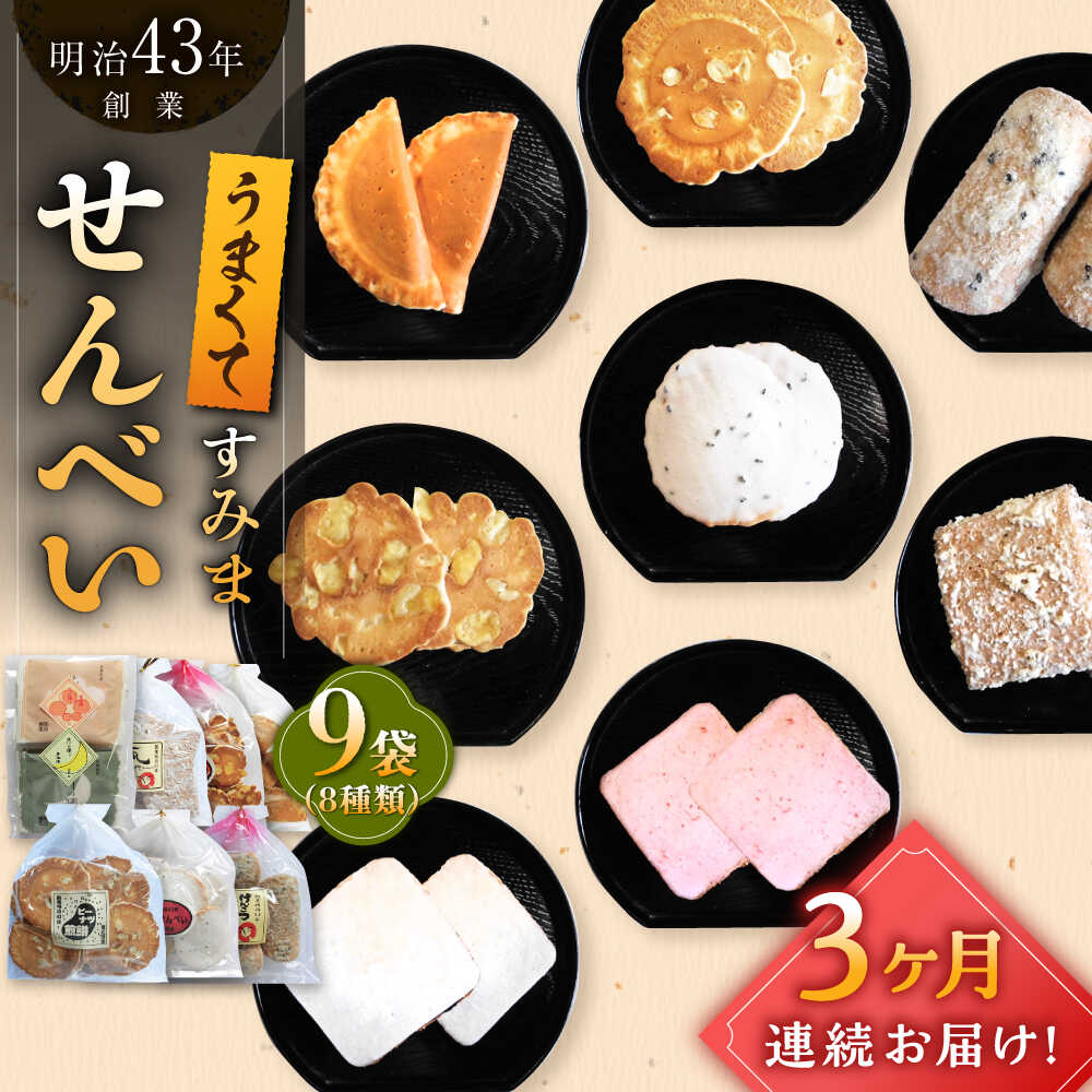 【ふるさと納税】【3回定期便】うまくてすみませんべい バラエティ詰合せ 8種 計9袋 /恵比須堂[UBQ002] 煎餅 せんべい セット 詰め合わせ お菓子 和菓子｜佐賀県武雄市 27,950円