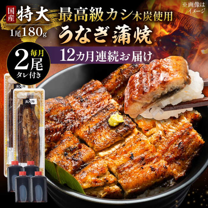 【ふるさと納税】【12回定期便】国産 本格炭火焼 特大 うなぎ 蒲焼 2尾（180g&times;2尾）/すみまる[UDH042] ウナギ 鰻 蒲焼き 国産 定期便｜佐賀県武雄市