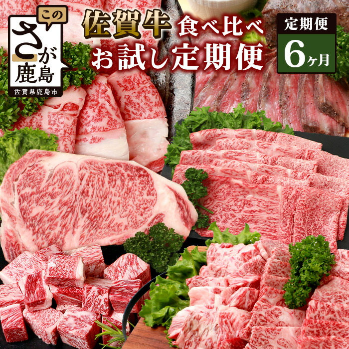 【ふるさと納税】【定期便6回】佐賀牛 食べ比べ 定期便 モモスライス 肩ローススライス しゃぶしゃぶ すき焼き サーロインステーキ ローストビーフ サイコロステーキ 焼肉 L-41