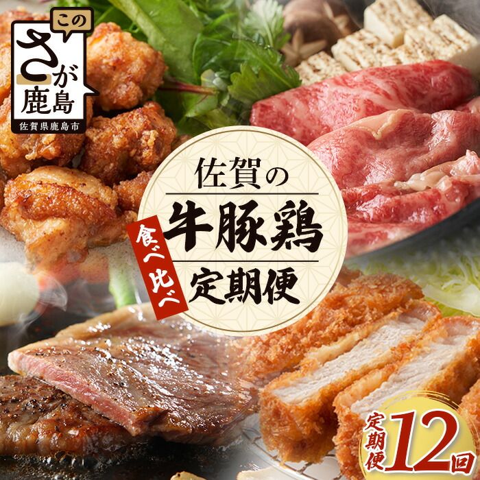 【ふるさと納税】【定期便12回】佐賀の「牛・豚・鶏」食べ比べ 定期便 12ヶ月 12ヵ月 佐賀牛 ありた鶏 佐賀県産豚肉 焼き肉 焼肉 しゃぶしゃぶ ステーキ バラエティ P-9 野菜炒め BBQ キャンプ 豚丼 鶏肉 とりにく 鳥肉 もも むね ささみ モモ ムネ ササミ ありた鶏