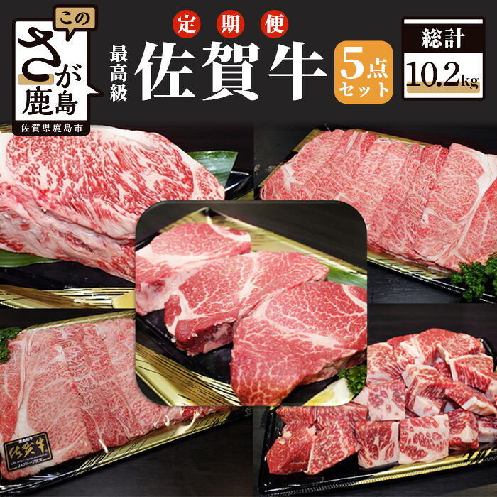 【ふるさと納税】【全3回定期便】佐賀牛 5点セット 総計10.2kg 和牛 佐賀 牛肉 牛 肉 佐賀産 佐賀県 鹿島市 年3回発送 冷凍 送料無料 W-3|佐賀県鹿島市