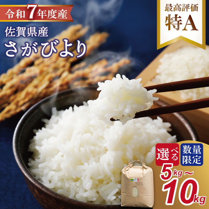 【ふるさと納税】R７年度産（令和７年）【選べる内容量】特別栽培米 佐賀ブランド 米「 さがびより 」（5kg・10kg）田中農場 精米 白米 5キロ １０キロ 単位 もちもち 食感 冷めても 美味しい お一人様 ご家族用 ランキング 特A 評価 【B130-081】