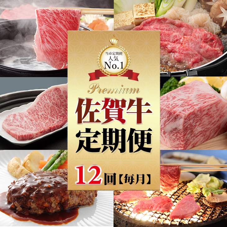 【ふるさと納税】【定期便】(12ヶ月連続毎月お届け)  佐賀牛 お肉の定期便   送料無料　 A5～A4 ブランド牛 ステーキ しゃぶしゃぶ スライス ハンバーグ 焼肉 ブロック セット 人気 ランキング 高評価 牛肉 高額 高額寄附 国産 佐賀県産 黒毛和牛 【Q264-001】