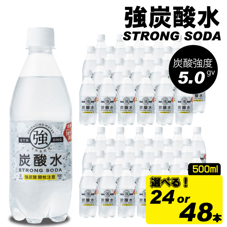 【ふるさと納税】【選べる内容量】 強炭酸水 500ml （24本 ・48本） 選べる ストロング スパークリング 炭酸水 0.5L 天然水 ハイボール ソーダ 割り水 友桝飲料 送料無料 ミネラルウォーター 炭酸 ペットボトル 人気 ランキング 高評価 【A060-006】｜佐賀県小城市