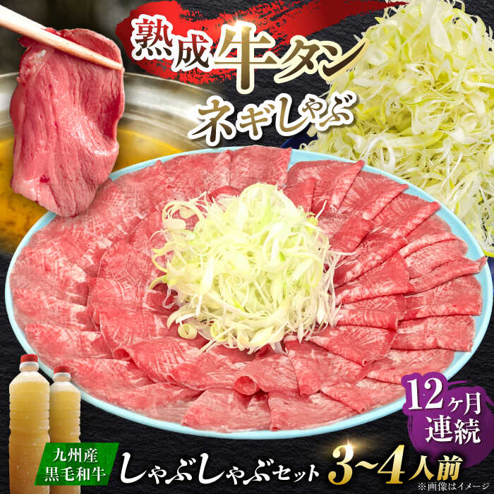 【ふるさと納税】【全12回定期便】九州産 黒毛和牛 牛タンしゃぶしゃぶセット 500g 計6kg 吉野ヶ里町/やきとり紋次郎 [FCJ074]｜佐賀県吉野ヶ里町
