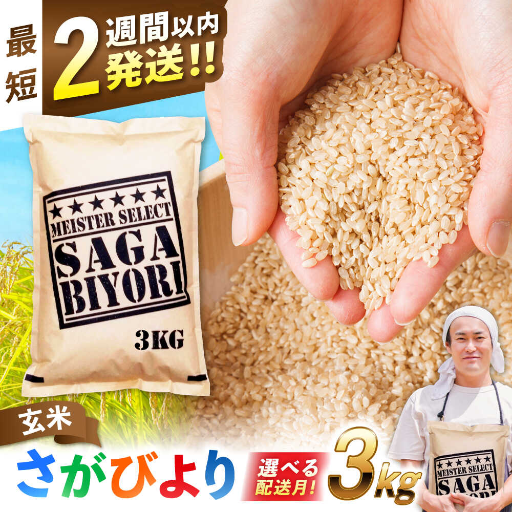 【ふるさと納税】【選べる配送月】【R7年産】さがびより 玄米 3kg 令和7年産 | 米 さがびより 玄米 佐賀県産 新生活 お祝い ギフト 仕送り|吉野ヶ里町/大塚米穀店 [FCW002]