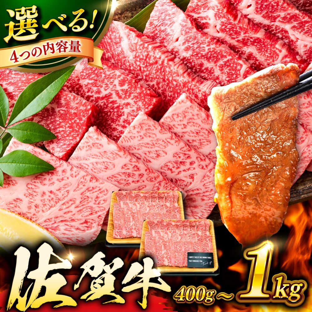 【ふるさと納税】【選べる内容量】とろける焼肉！ 佐賀牛 焼肉用 400g/800g/500g/1kg （バラ or 肩ロース or モモ）吉野ヶ里町 [FDB008/FDB021/FDB076/FDB077]