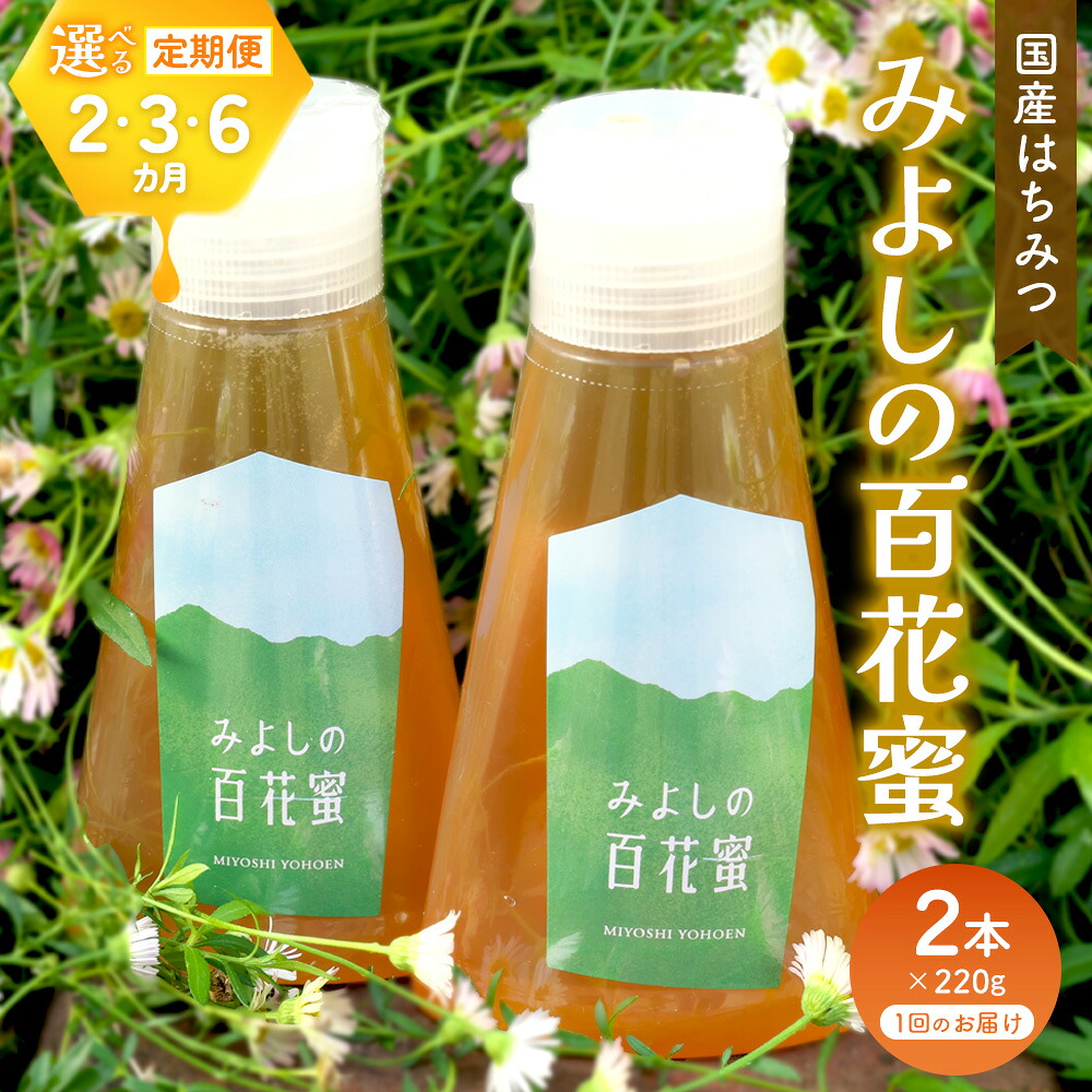 【ふるさと納税】みよしのハチミツ(百花蜜) 220g&times;2本【お届け回数が選べる 2回定期便 3回定期便 6回定期便 はちみつ 百花蜜 純粋 ハゼの花 ブレンド 国産 ミツバチ 甘み スッキリ 2本入】K063P008｜佐賀県基山町 27,300円