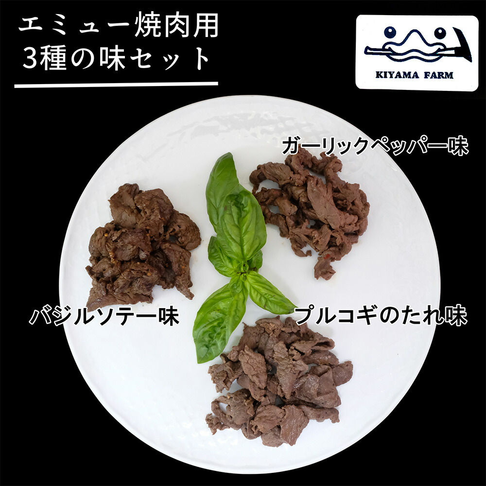 【ふるさと納税】エミュー焼肉用3種の味セット【エミュー 基山産 高タンパク 高鉄分 低カロリー ヘルシー ジビエ 貴重肉 鉄分補給】A2-R006012