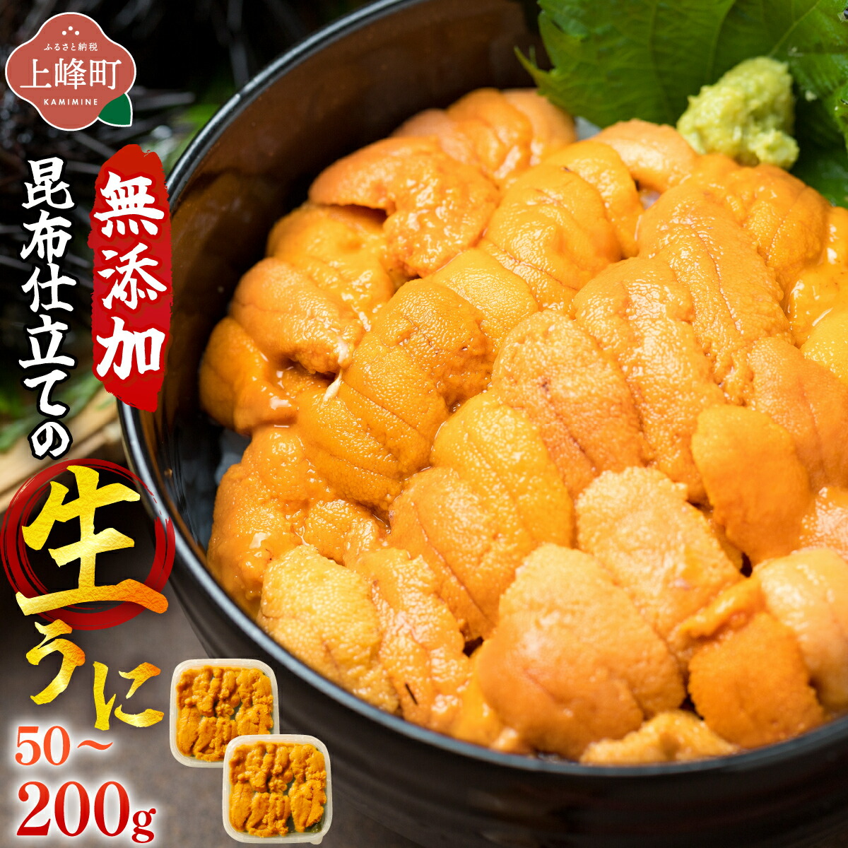 【ふるさと納税】【選べる内容量】無添加 昆布仕立ての生うに50g~200g (1P/2P/4P) | 生うに 無添加 うに 昆布仕立て 50g 刺身用 海鮮 冷凍 お取り寄せ ギフト 人気 高級 ご褒美用 海鮮丼用 ウニ丼用 高級食材
