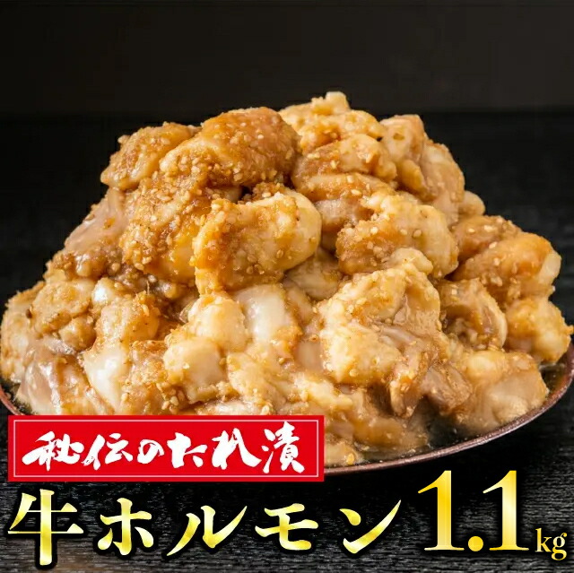【ふるさと納税】秘伝のタレ漬け！ホルモン焼き肉用 1.1kg