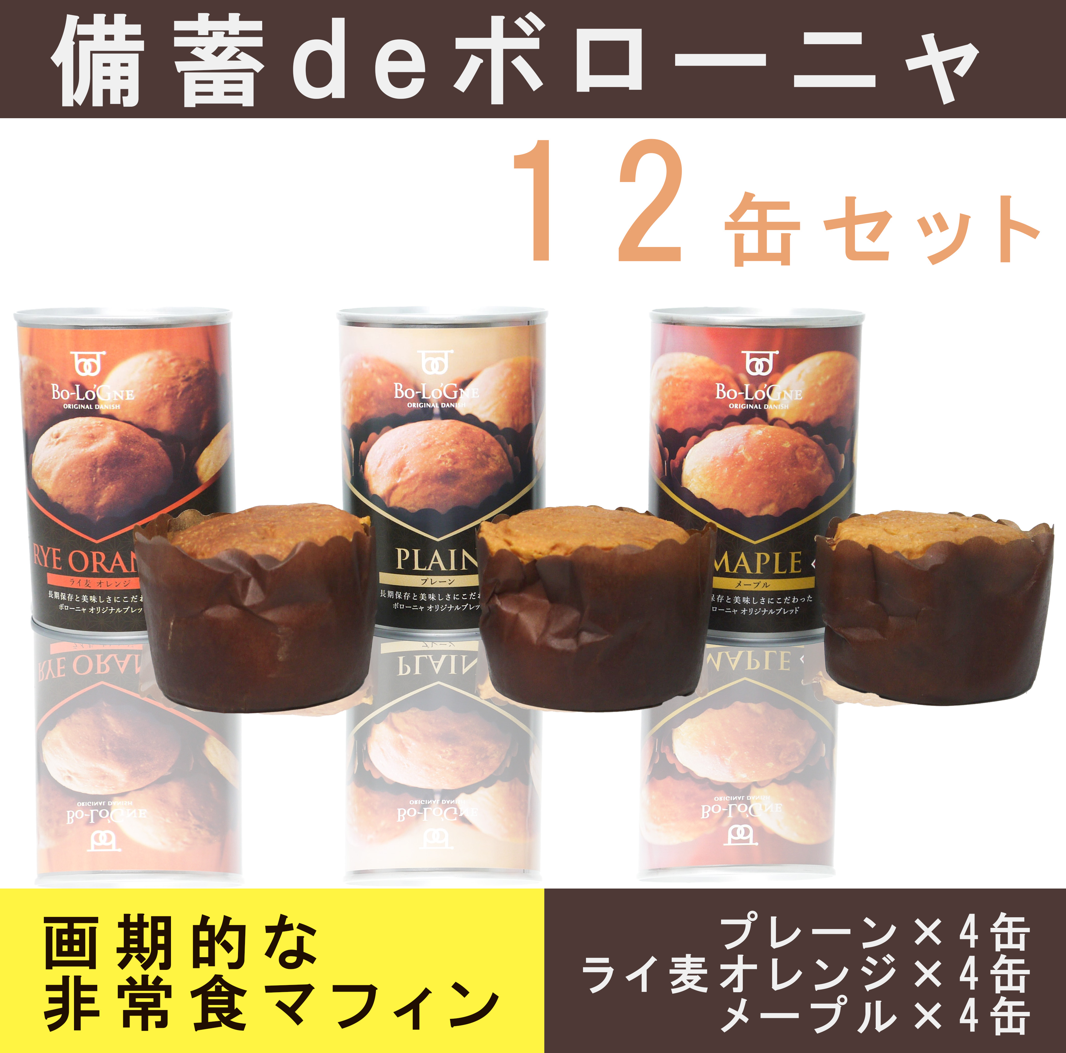 【ふるさと納税】備蓄ｄｅボローニャ12缶セット 5年保存 長期保存 非常食 保存食 非常食 防災食 デニッシュ パン（AW023）