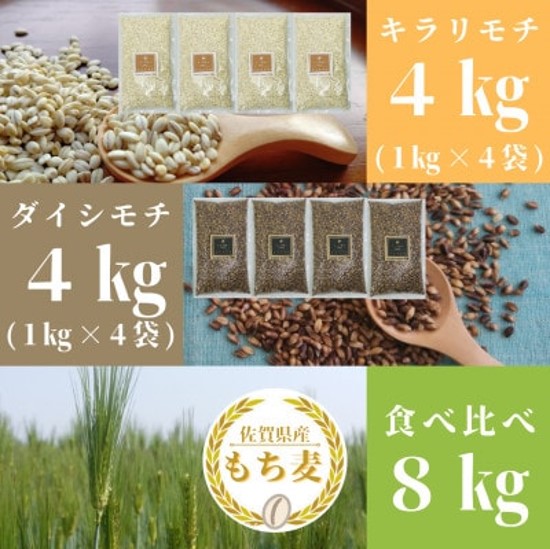 【ふるさと納税】佐賀県産『もち麦』食べ比べ！キラリモチ４kg、ダイシモチ４kg（計８kg）（CI820）