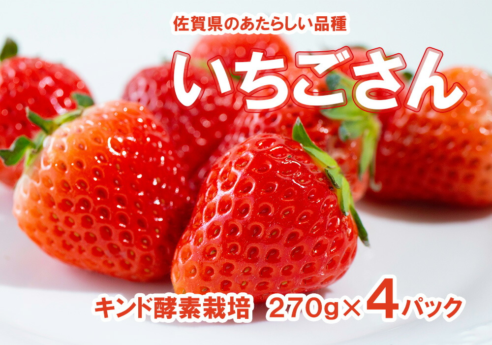 【ふるさと納税】あま～い！！キンド酵素栽培いちご【いちごさん２７０ｇ×４パック】数量限定！！（AE025）