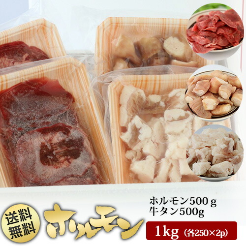 味付け牛タン500gと味付け牛ホルモン2種セット(BN036)