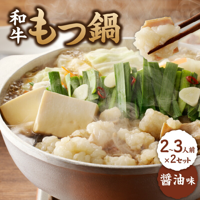 【ふるさと納税】食工房すいぐん 国産和牛もつ鍋（醤油味）2～3人前×2セット ／ 牛もつ もつ鍋 醤油 鍋セット 鍋 ちゃんぽん麺 小腸 国産 佐賀県 玄海町 冷凍 おすすめ 送料無料
