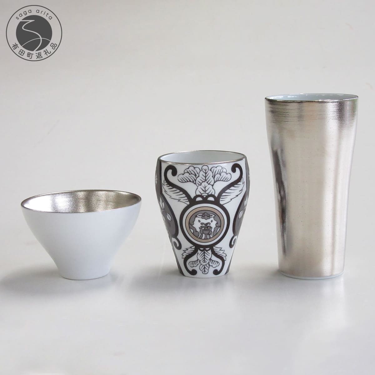 【ふるさと納税】ARITA PORCELAIN LAB (アリタポーセリンラボ) JAPAN SNOW日本呑ん兵衛比べ酒器書き割り 有田焼 古伊万里 盃 今めかしい プラチナ A60-119