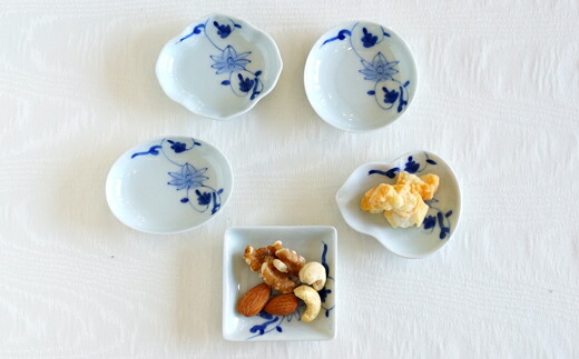A20-287 有田焼 花唐草姫小皿 5枚セット 金照堂 食器・カトラリー 
