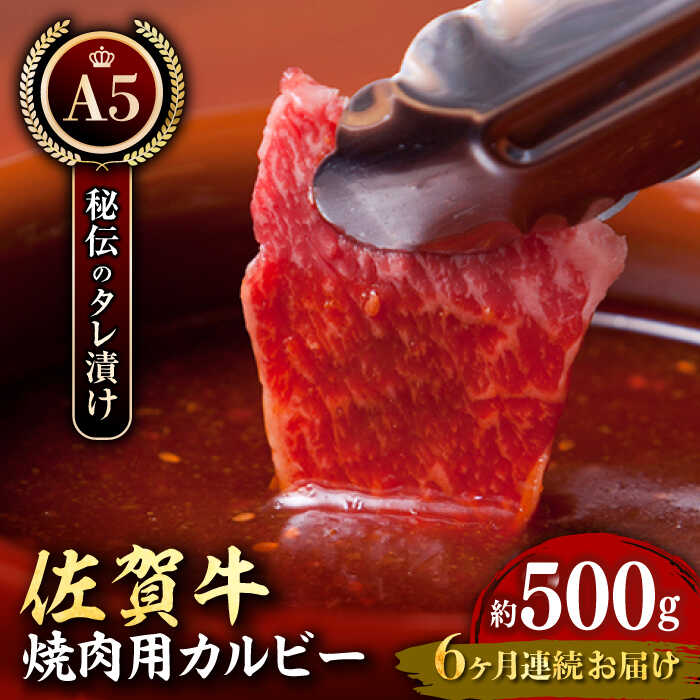 全6回定期便 A5ランク 佐賀牛 味付けカルビー 500g 黒毛和牛 牛肉 肉 定期便 カルビ 焼肉 BBQ バーベキュー キャンプ HAA042  【SALE／70%OFF】