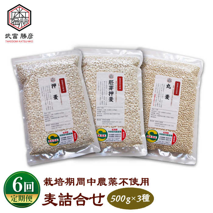 年間ランキング6年連続受賞】 全6回定期便 麦詰合 500g×3 押麦 胚芽押麦 丸麦 江北町産 サチホゴールデン特別栽培農産物 有機栽培 セット  HAJ032 fucoa.cl