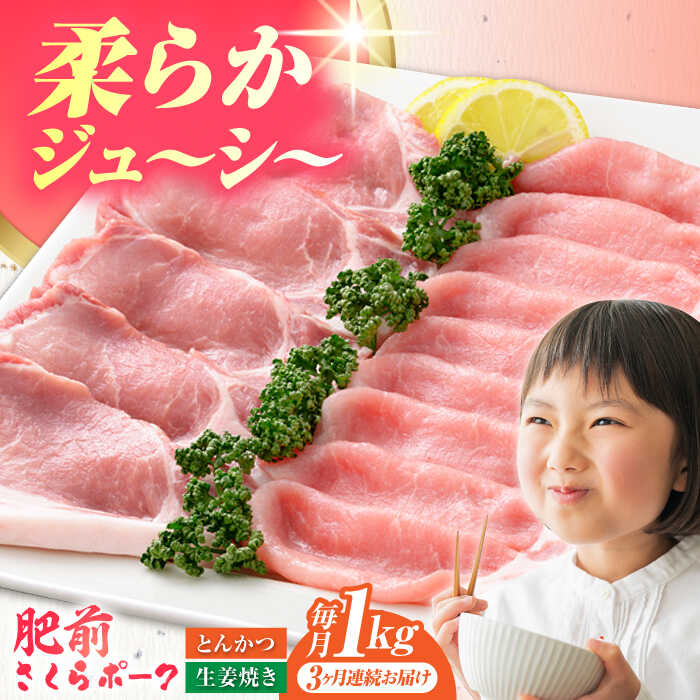 【ふるさと納税】【全3回定期便】肥前さくらポーク 詰め合わせ セット 【JAさが 杵島支所】豚 ロース 豚肉 しょうが焼き とんかつ 生姜焼き トンカツ 豚カツ[HAM072]