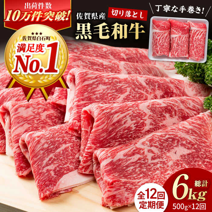 【ふるさと納税】【圧倒的リピート率！】【12回定期便】佐賀県産 黒毛和牛 贅沢 切り落とし 500g 1パック 国産 お肉 肉 牛肉 冷凍 すきやき すき焼き しゃぶしゃぶ 和牛 切落し【株式会社いろは精肉店】 [IAG064]