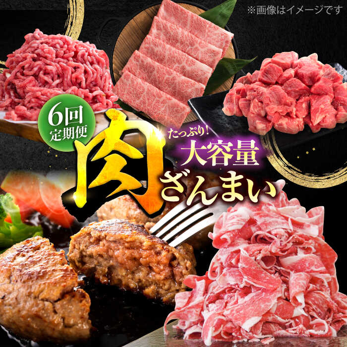 【ふるさと納税】【6回定期便】肉ざんまい定期便 大家族 大容量 たっぷり/黒毛和牛 牛肉 バラエティー 定期 個梱包ハンバーグ【川崎畜産】[IAX050]