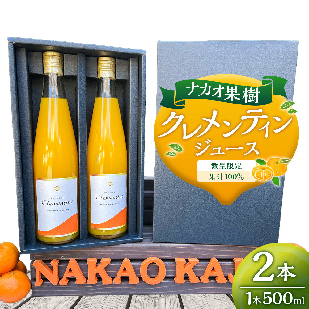 【ふるさと納税】【数量限定】ナカオ果樹 クレメンティンジュース 500ml &times; 2本 （計1000ml） 【目覚める、オレンジの衝撃】 フルーツ クレメンティン みかん 佐賀県 太良町 O173x1｜佐賀県太良町