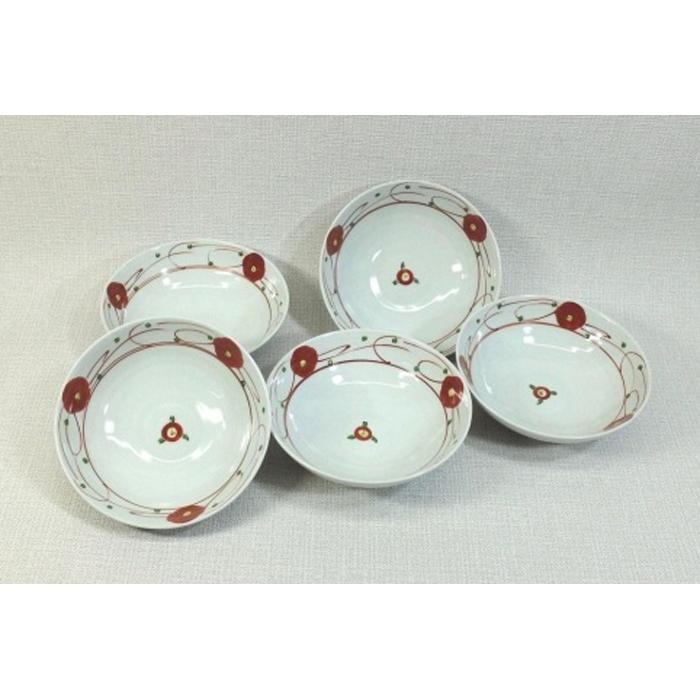 13230円 2021年最新入荷 φ15.5cmボウル5個組 赤絵小花 5 63288