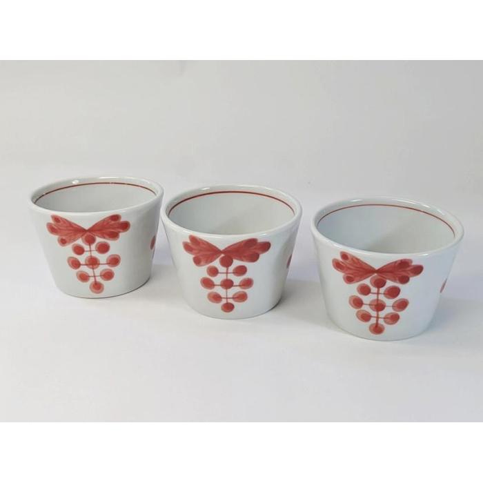 【ふるさと納税】【波佐見焼】　φ７ｃｍの手描きのプチカップ３個組　藍果　赤　【西海陶器】３　２０８０５ | 食器 テーブルウェア 日用品 人気 おすすめ 送料無料