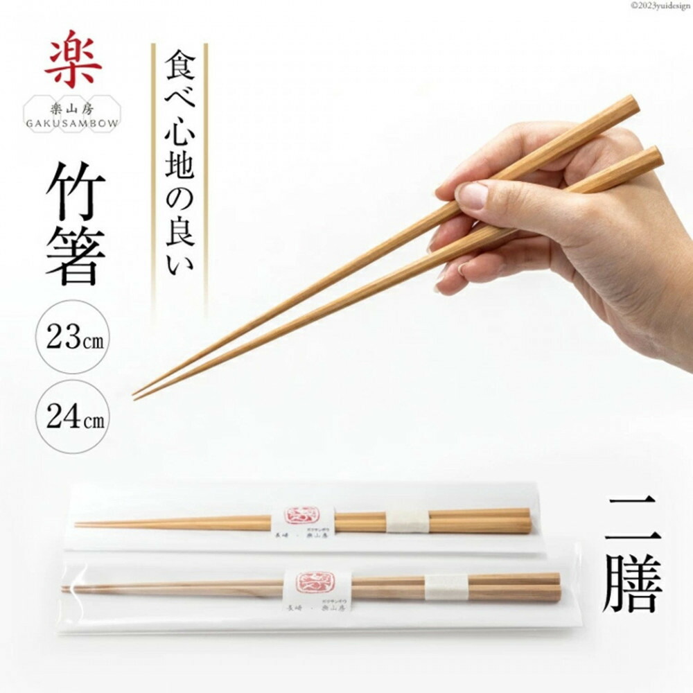 【ふるさと納税】箸 食べ心地の良い竹箸 (23cm×1・24cm×1) 二膳セット | 食器 カトラリー 日用品 人気 おすすめ 送料無料|長崎県