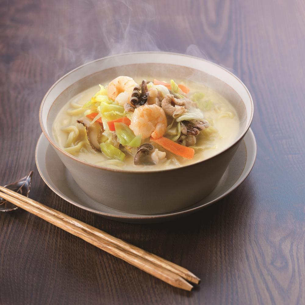 【ふるさと納税】【全3回定期便】具材付き!長崎ちゃんぽん 350g×4袋 4人前 野菜 キャベツ 豚肉 お肉 エビ イカ チャンポン 揚麺 小分け 電子レンジ 簡単調理 冷凍 長崎県 長崎市 送料無料