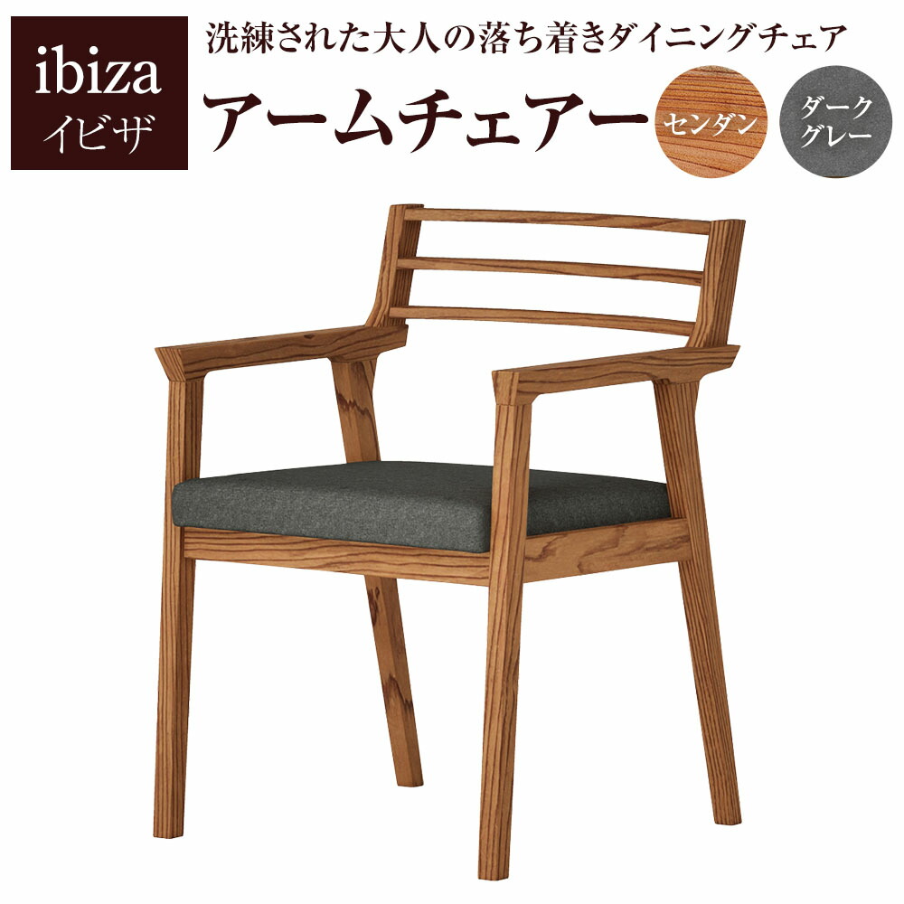 【ふるさと納税】イビザ アームチェアー 1脚 幅55×奥行55.5×高さ75cm ダークグレー ibiza インテリア 家具 椅子 チェアー 木 木製 九州 長崎県 長崎市 送料無料 117,500円